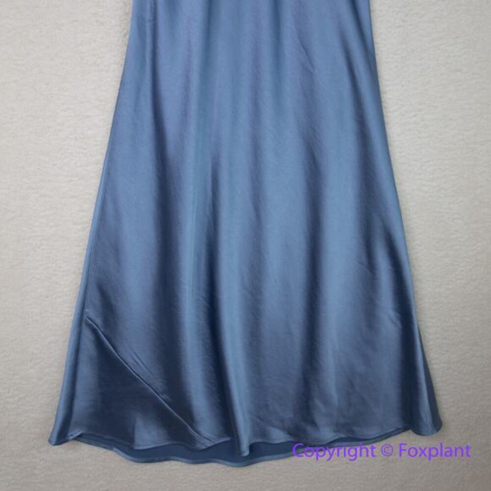 New! White House Black Market Sleeveless Satin Slip Dress in blue, size 10‎ - Picture 7 of 13